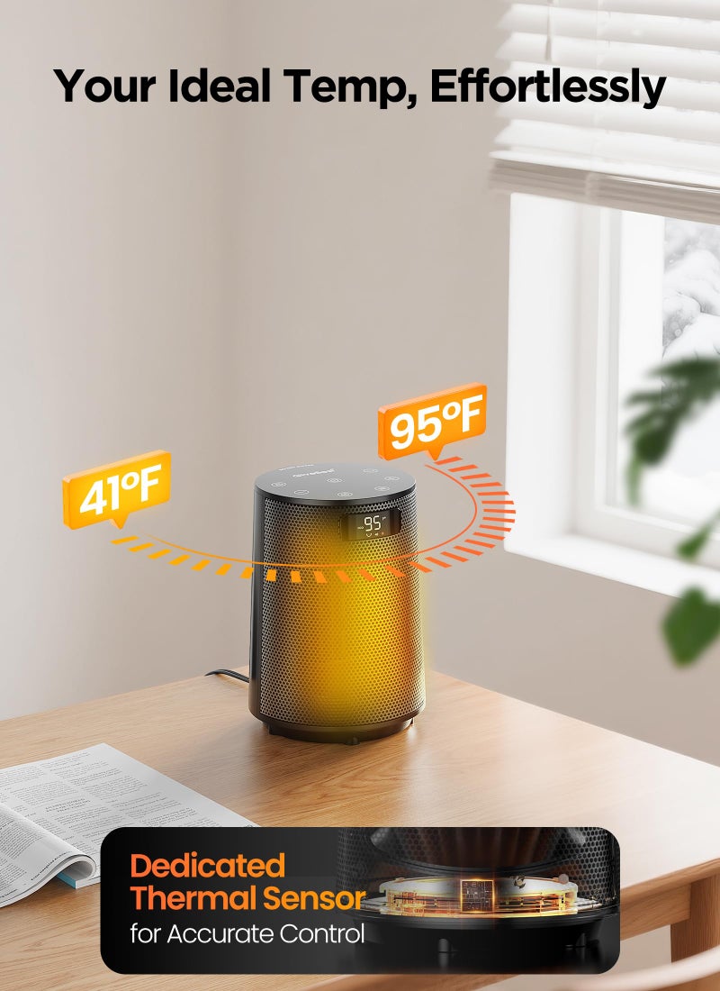 GiveBest Space Heater, Electric Portable Heaters for Indoor Use with Thermostat and Remote, 70°Oscillation, Digital Display, 12H Timer, 1500W PTC Ceramic Fast Safety Heat for Office Bedroom Home Desk - Image 3