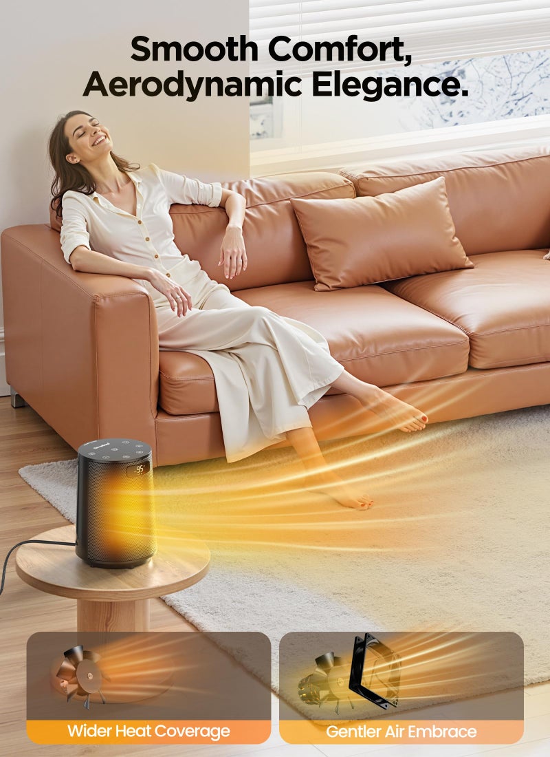 GiveBest Space Heater, Electric Portable Heaters for Indoor Use with Thermostat and Remote, 70°Oscillation, Digital Display, 12H Timer, 1500W PTC Ceramic Fast Safety Heat for Office Bedroom Home Desk - Image 4