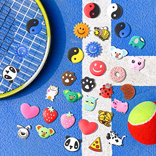 Leitee 30 Pcs Cute Tennis Dampener Funny Tennis Racket Vibration Racquet Dampener Soft Silicone for Sport Gift, Assorted Designs - Image 3