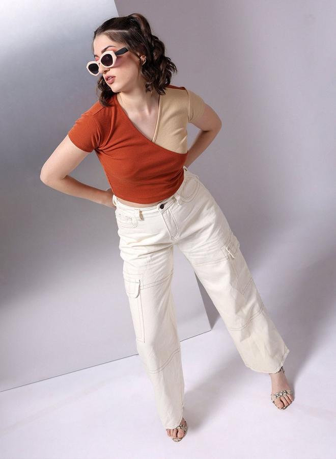 Freehand Women Color Block Ribbed Crop Top - Image 4