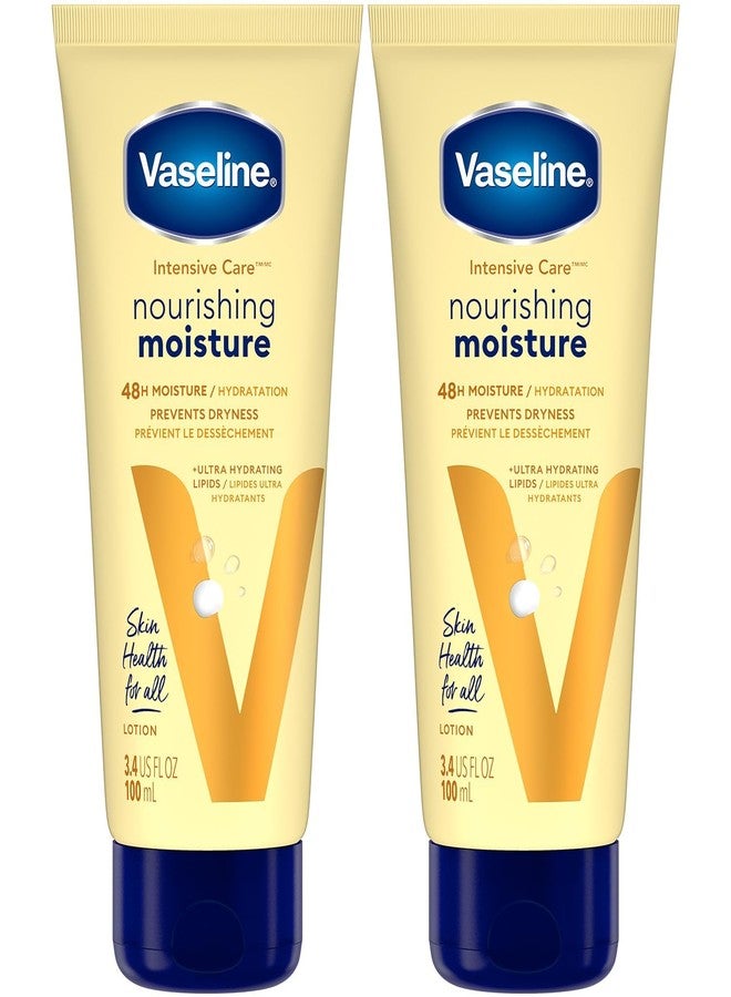 Vaseline Lotion, Intensive Care Nourishing Moisture 2-Pack - Moisturizer with Oat Extract + Ultra-Hydrating Lipids for Healing Extremely Dry Skin, 3.4 Oz Ea - Image 1