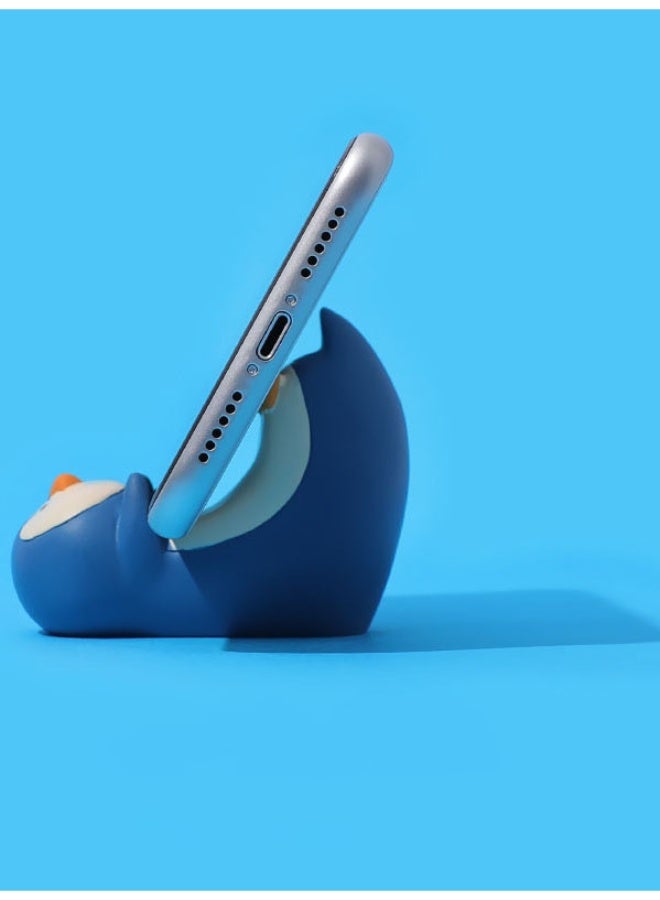 general Cute Animal Phone Stand, Penguin Smartphone Holder for Desk, Fun Office Decor, Resin Cell Phone Holder for All Smartphones, Tablets, Blue Penguin Design for Home, Office - Image 3