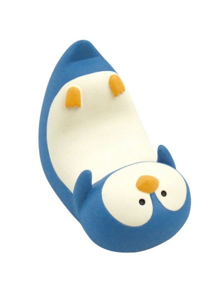 general Cute Animal Phone Stand, Penguin Smartphone Holder for Desk, Fun Office Decor, Resin Cell Phone Holder for All Smartphones, Tablets, Blue Penguin Design for Home, Office - Image 1