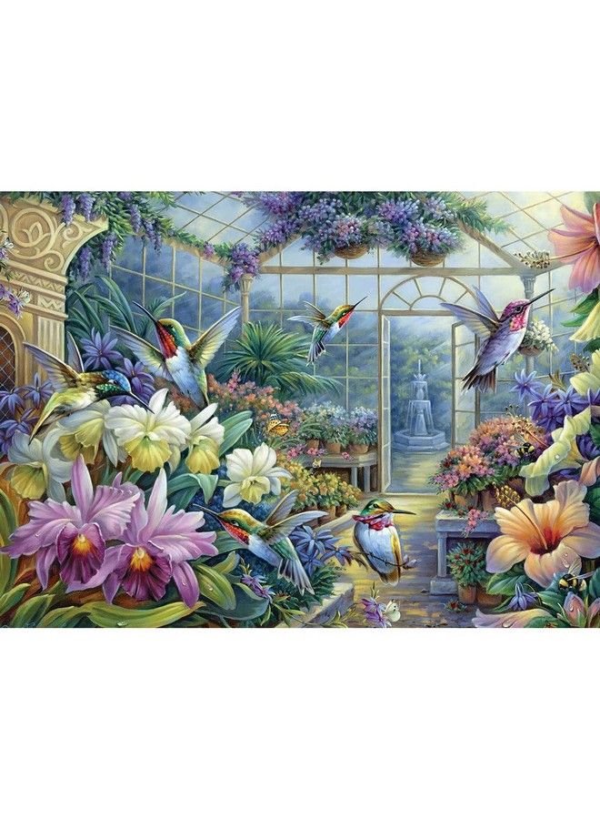 Bits and Pieces 300 Piece Jigsaw Puzzle For Adults 18" X 24" Antique Greenhouse 300 Pc Hummingbirds Flowers Butterflies Jigsaw By Oleg Gavrilov - Image 1