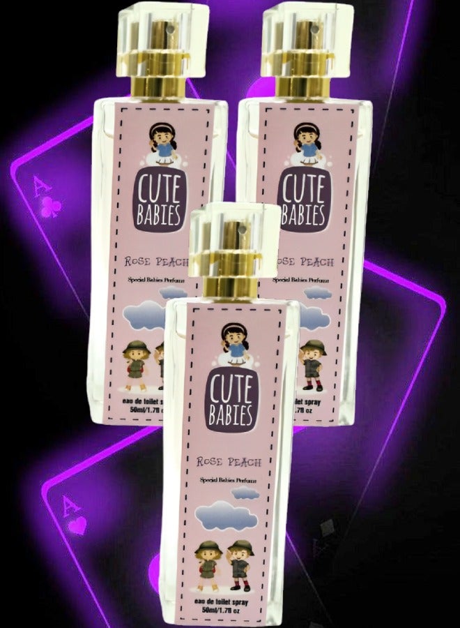 Cute 3 Pieces Babies Rose Peach Perfume 50ml EDT - Image 1