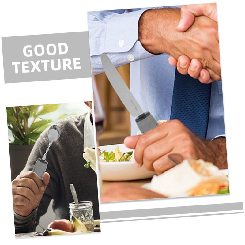 Adaptive Ergonomic Utensil Set With Non-Slip Handle Portable Dining Aid For Elderly And Disabled Black - Image 3