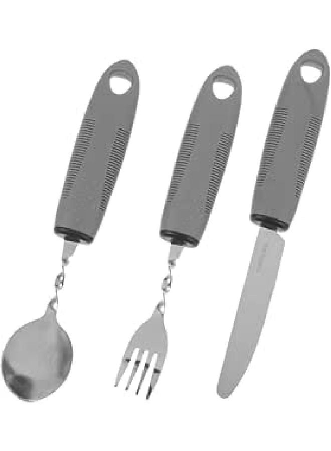 Adaptive Ergonomic Utensil Set With Non-Slip Handle Portable Dining Aid For Elderly And Disabled Black - Image 1