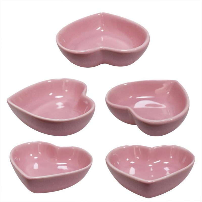 Yuauy 7 Colors Heart Shaped Porcelain Soy Sauce Dish 165 oz Ceramic Dip Dipping Bowls for Dinner Baking BBQ and Cooking One for each color Total 7 pcs - Image 4
