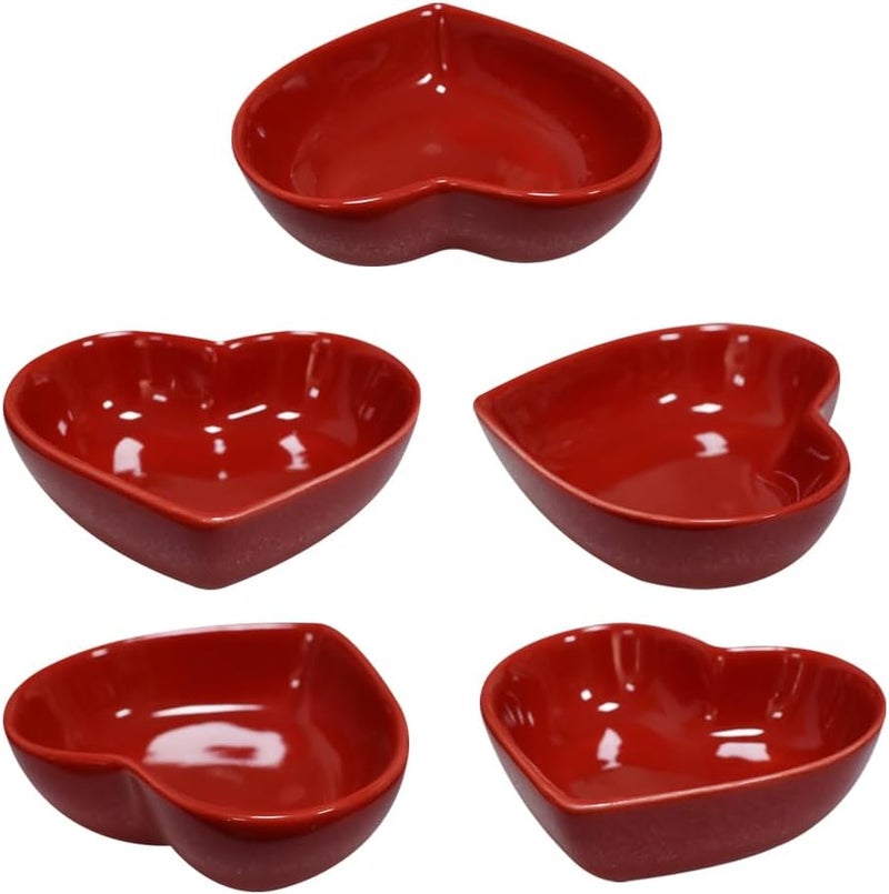 Yuauy 7 Colors Heart Shaped Porcelain Soy Sauce Dish 165 oz Ceramic Dip Dipping Bowls for Dinner Baking BBQ and Cooking One for each color Total 7 pcs - Image 5