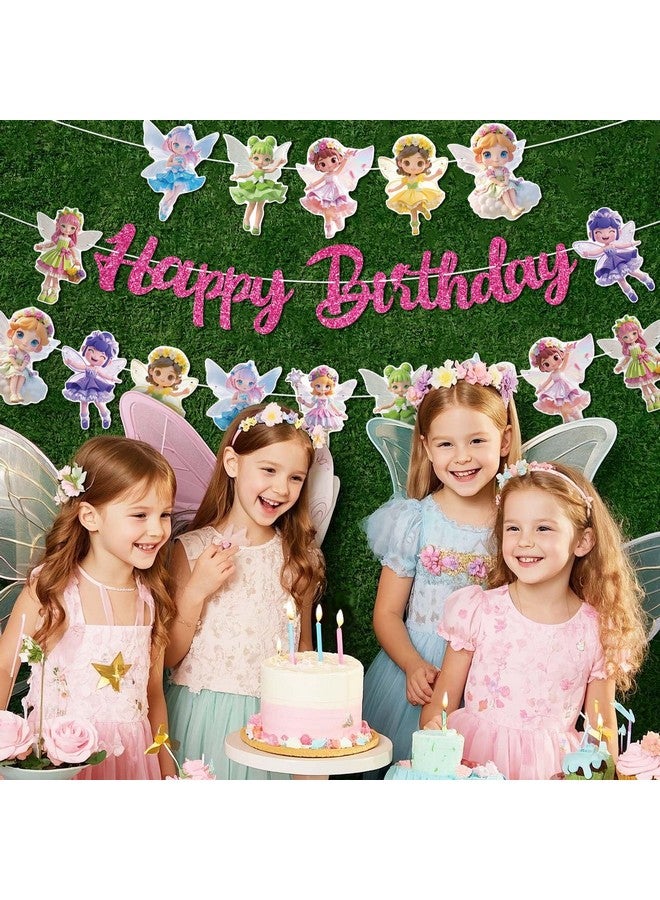 TBEEJ Fairy Party Banners 3Pcs Happy Birthday Garland Banners for Boy Girls Theme Baby Shower Birthday Party Supplies - Image 2