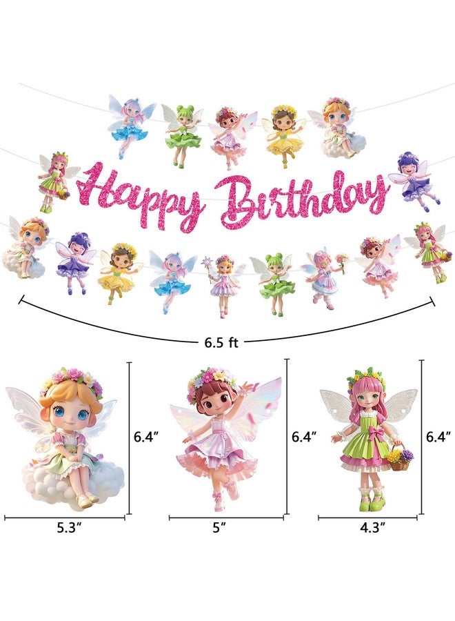 TBEEJ Fairy Party Banners 3Pcs Happy Birthday Garland Banners for Boy Girls Theme Baby Shower Birthday Party Supplies - Image 4