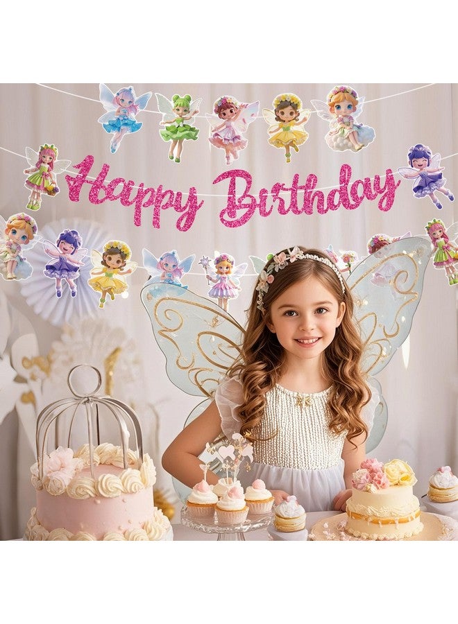 TBEEJ Fairy Party Banners 3Pcs Happy Birthday Garland Banners for Boy Girls Theme Baby Shower Birthday Party Supplies - Image 3