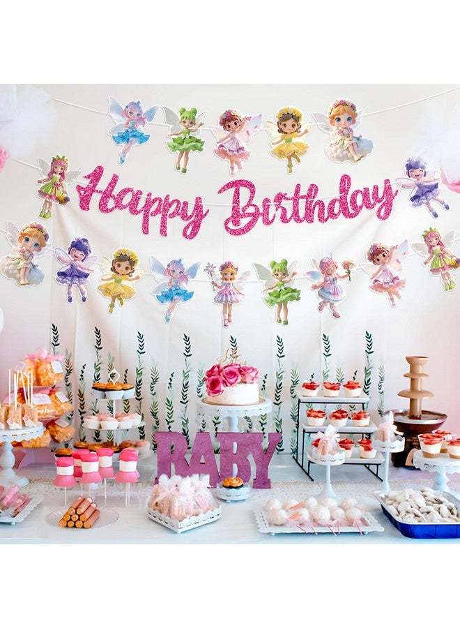 TBEEJ Fairy Party Banners 3Pcs Happy Birthday Garland Banners for Boy Girls Theme Baby Shower Birthday Party Supplies - Image 5