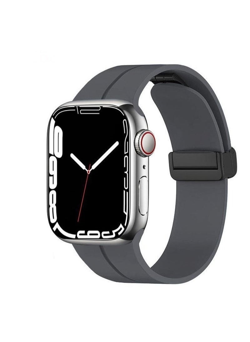 Generic - High Quality Silicone Band iWatch Sports Strap with Magnetic Lock for Apple Watch 44mm 45mm and Ultra 49mm 8 SE 7 6 5 Grey - Image 1