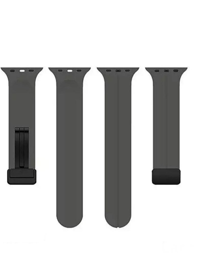 Generic - High Quality Silicone Band iWatch Sports Strap with Magnetic Lock for Apple Watch 44mm 45mm and Ultra 49mm 8 SE 7 6 5 Grey - Image 1