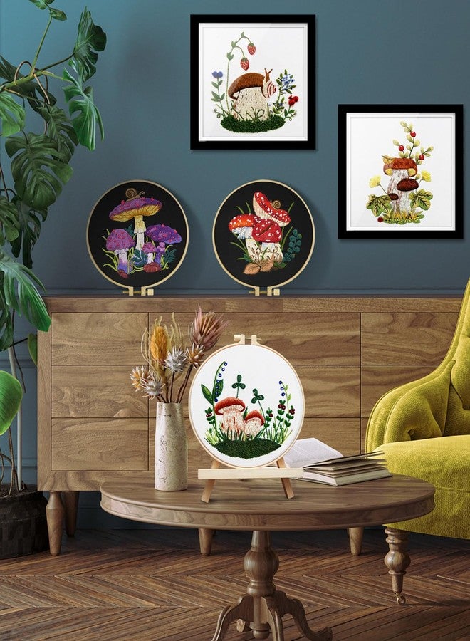 TINDTOP Embroidery Kit for Adult for Beginners, 5 Sets Mushroom Embroidery Kit for Beginners Include Embroidery Cloth Hoops Threads for Craft Lover Hand Stitch with Embroidery Skill Techniques - Image 5