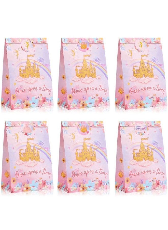 Outus 16 Pcs Princess Party Favor Bags Princess Goodie Candy Bags Decorations Pink Castle Treat Bags With 16 Princess Stickers For Birthday Baby Shower Party Supplies  - Image 2