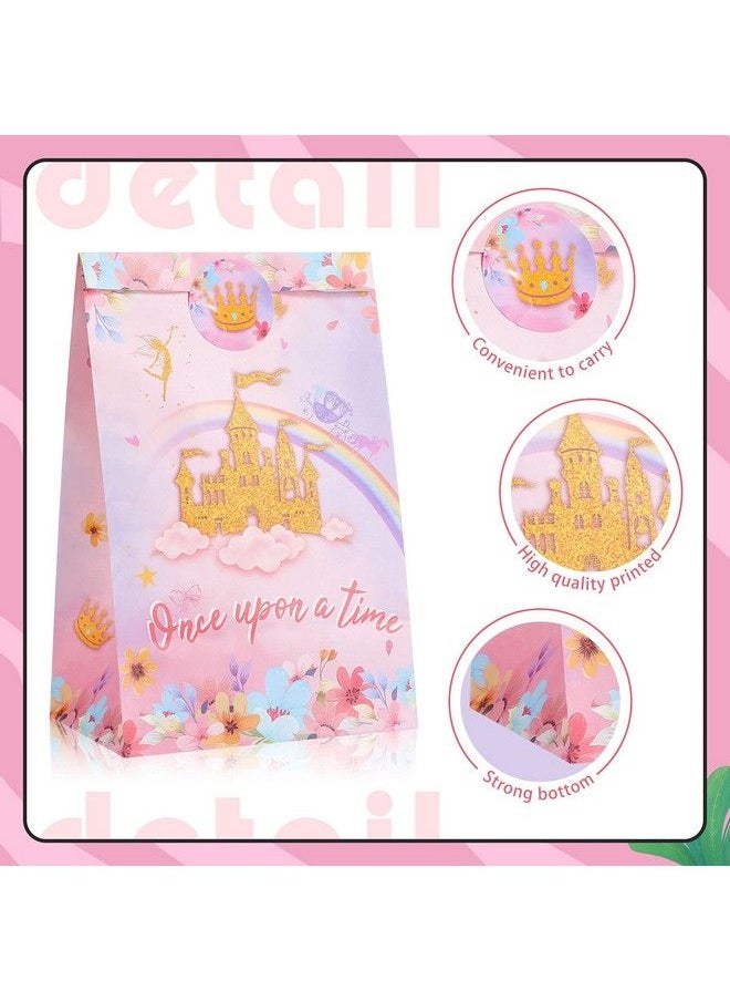 Outus 16 Pcs Princess Party Favor Bags Princess Goodie Candy Bags Decorations Pink Castle Treat Bags With 16 Princess Stickers For Birthday Baby Shower Party Supplies  - Image 5