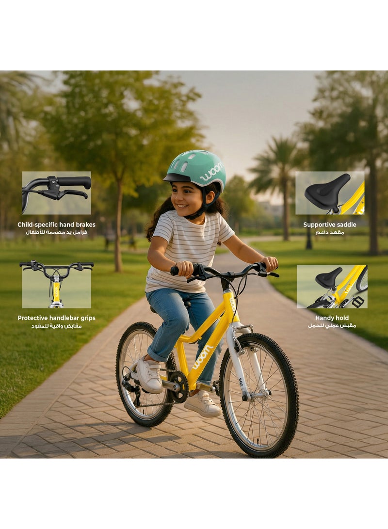 Woom GO 4 Kids Bike|20-inch Lightweight Bicycle|Shimano 7-Speed Drivetrain|V-Brakes, BMX-Style Handlebars|Ergonomic Youth Fit|Ages 6-8 - Image 3