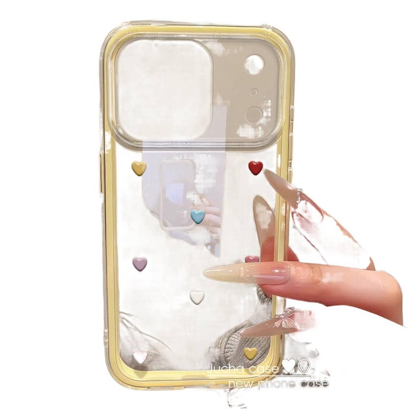 Silicone Protective Case for iPhone 13 with Drop Protection and Full Coverage plus Shockproof plus Fun Colorful Hearts in Yellow - Image 1