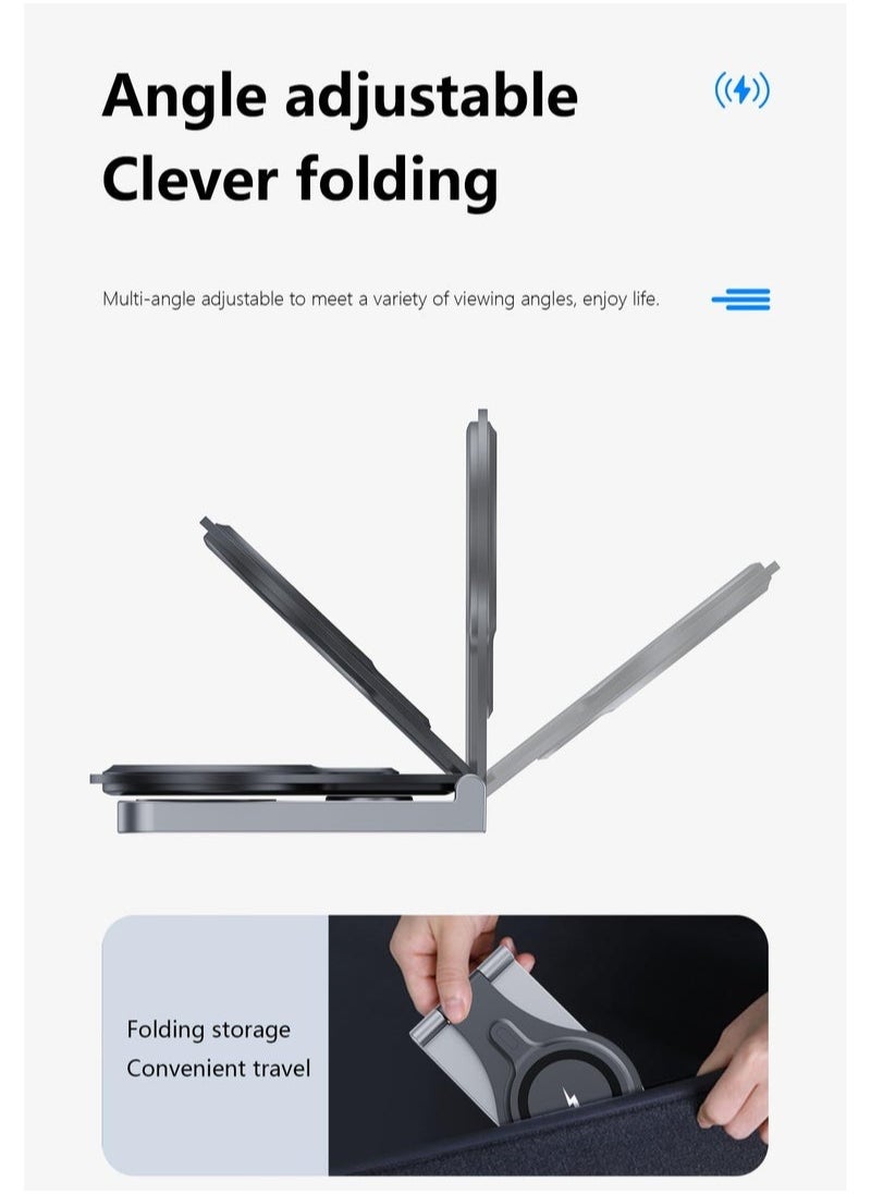 XiuWoo - Magnetic 3 in 1 Wireless Charging Station for Apple Series, 15W Fast Mag-Safe Charger Stand for iPhone 15/14/13, for iWatch9/8/7 - Image 1