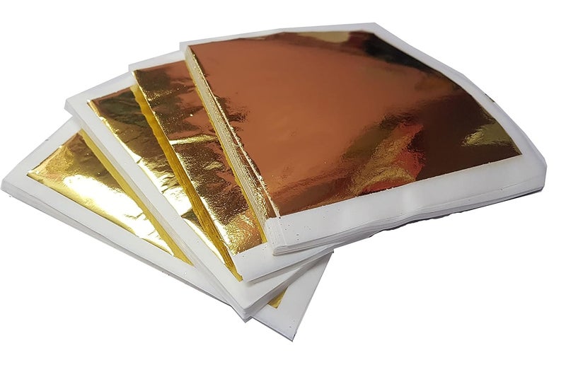 SUMERA WARQ Gold Leaf Sheets Imitation for Arts, Multipurpose Gold Foil Paper Gilding Crafting, Painting, Decoration, Furniture (Pack of 100) - Image 3
