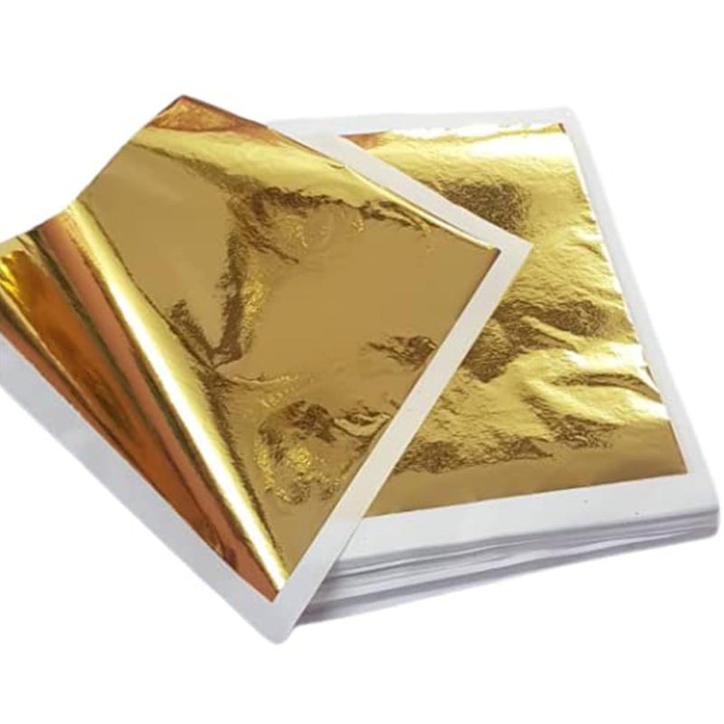 SUMERA WARQ Gold Leaf Sheets Imitation for Arts, Multipurpose Gold Foil Paper Gilding Crafting, Painting, Decoration, Furniture (Pack of 100) - Image 2