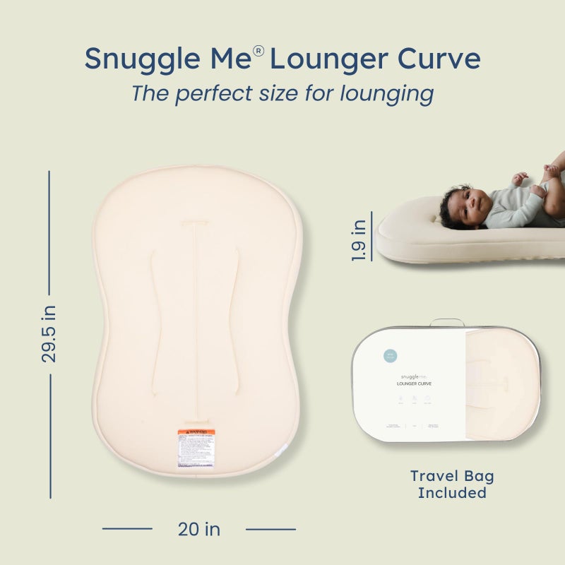Snuggle MeÂ® Baby Lounger Curve (0-6 Months) - Premium Organic Cotton with Foam Core, Machine-Washable Cover, Buttery-Soft & Breathable Infant Lounger with Travel Bag (30 in x 20 in x 1.9 in) - Natural - Image 4
