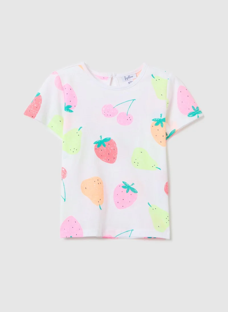 او في اس Short-Sleeve T-Shirt With Colourful Fruit Design