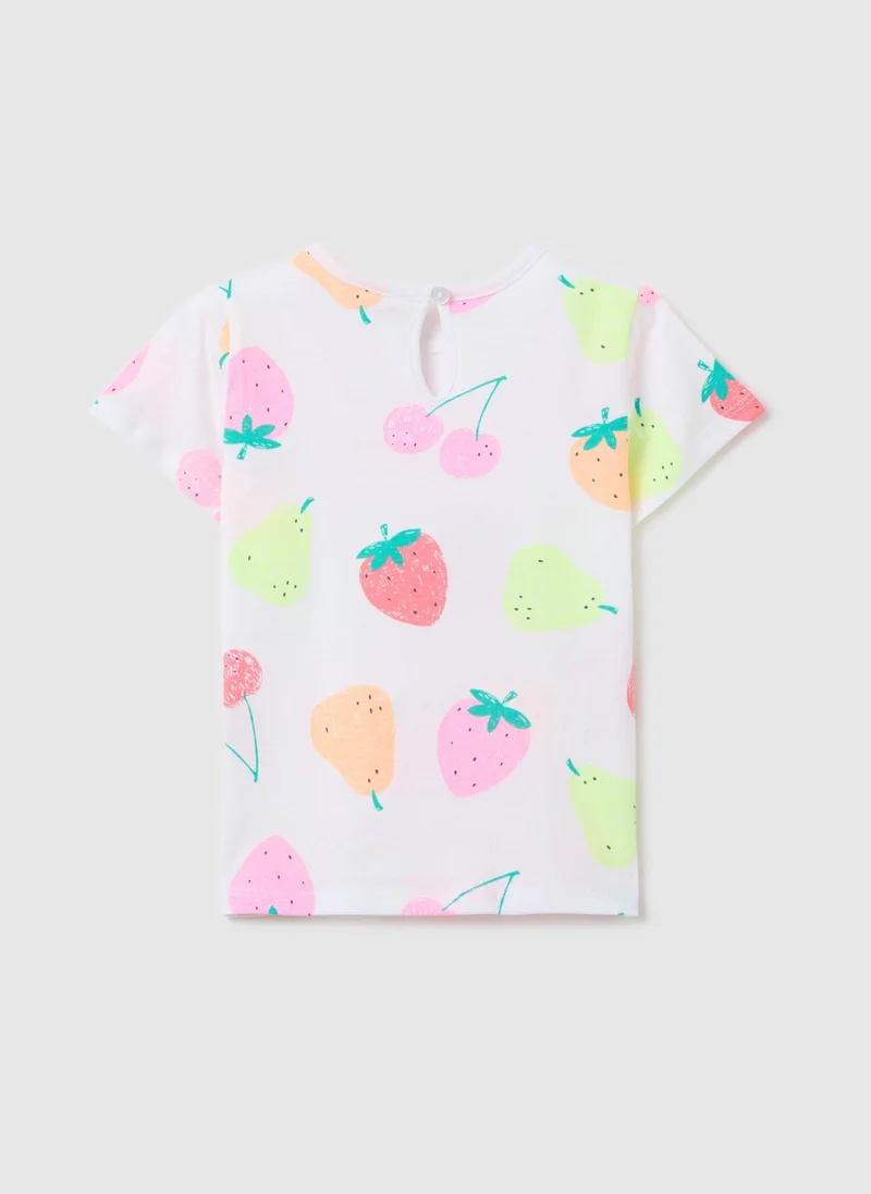 او في اس Short-Sleeve T-Shirt With Colourful Fruit Design