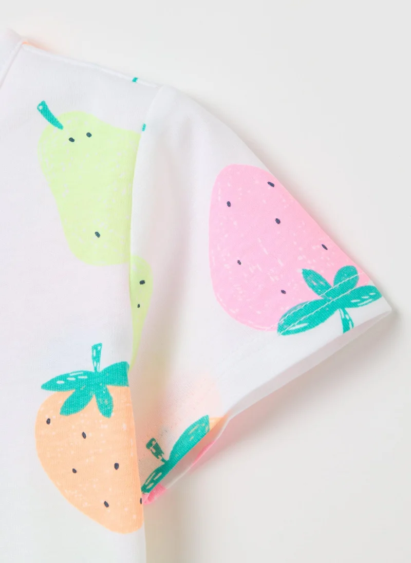 Ovs Short-Sleeve T-Shirt With Colourful Fruit Design