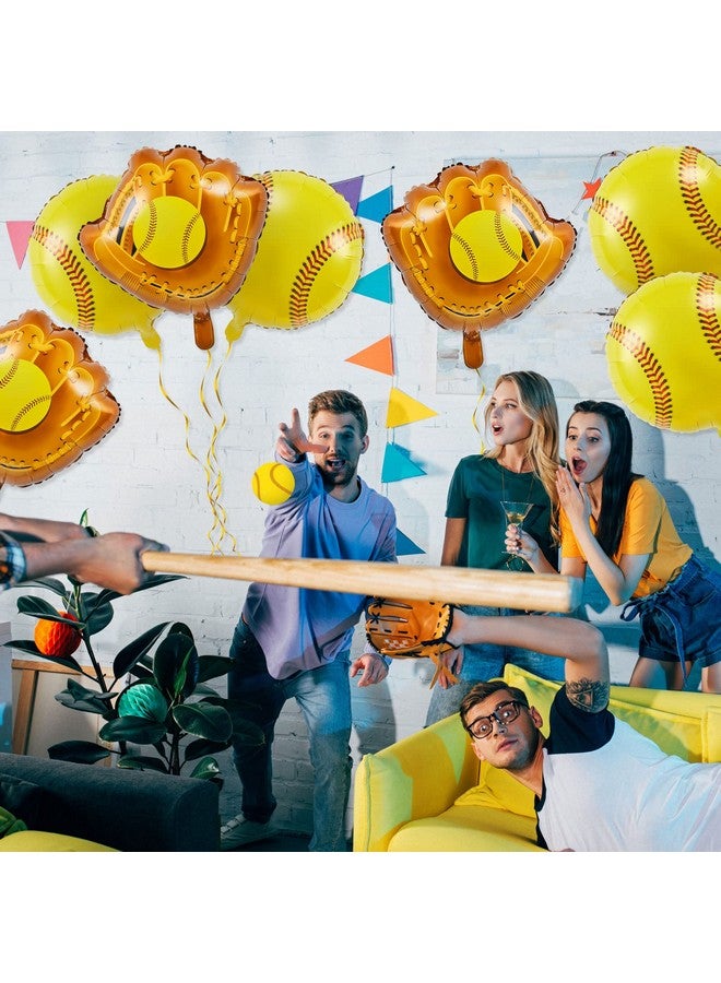 Lewtemi 16 Pieces Softball Party Balloons 18 Inch Ball 20 Inch Glove Foil Balloons Sports Theme Favors Decorations Softball Birthday Party Supplies for Athletic Gifts Photo Props  - Image 4