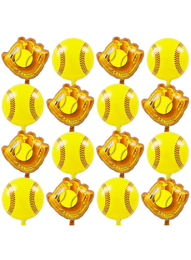 Lewtemi 16 Pieces Softball Party Balloons 18 Inch Ball 20 Inch Glove Foil Balloons Sports Theme Favors Decorations Softball Birthday Party Supplies for Athletic Gifts Photo Props  - Image 1