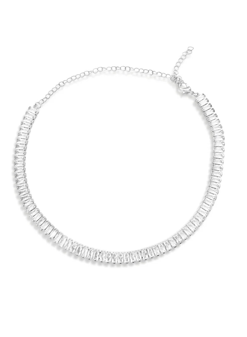 Classic Baguette Diamond Finish Choker Necklace