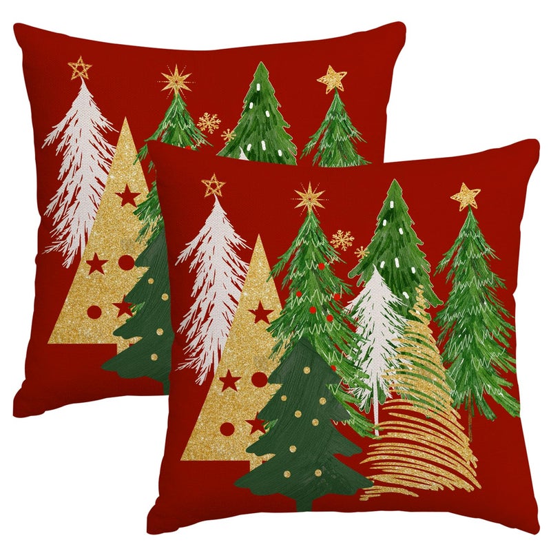 Artmag Christmas Pillow Covers 24x24 Inch Set of 2 Christmas Tree Red Decorative Pillow Covers Winter Holiday Cushion Cases Decor for Home Couch Sofa - Image 2