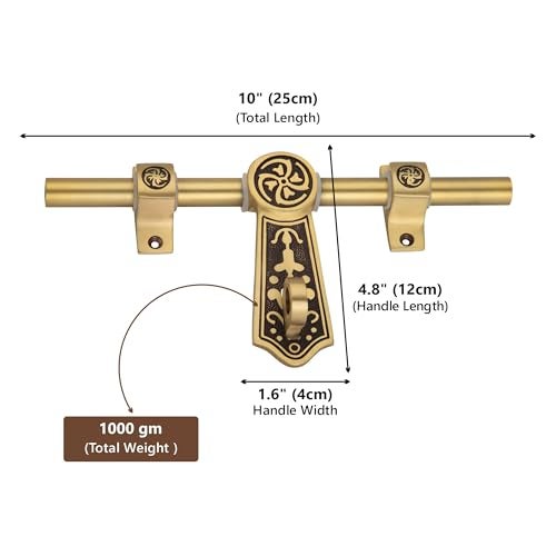 COMPASS Coin Series Brass Heavy Aldrop for Single Door for Home/Office Door (Coffee Antique, 10 Inch) - Image 2