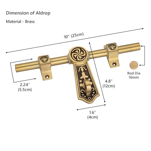 COMPASS Coin Series Brass Heavy Aldrop for Single Door for Home/Office Door (Coffee Antique, 10 Inch) - Image 5