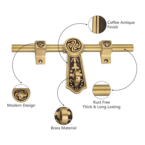 COMPASS Coin Series Brass Heavy Aldrop for Single Door for Home/Office Door (Coffee Antique, 10 Inch) - Image 3