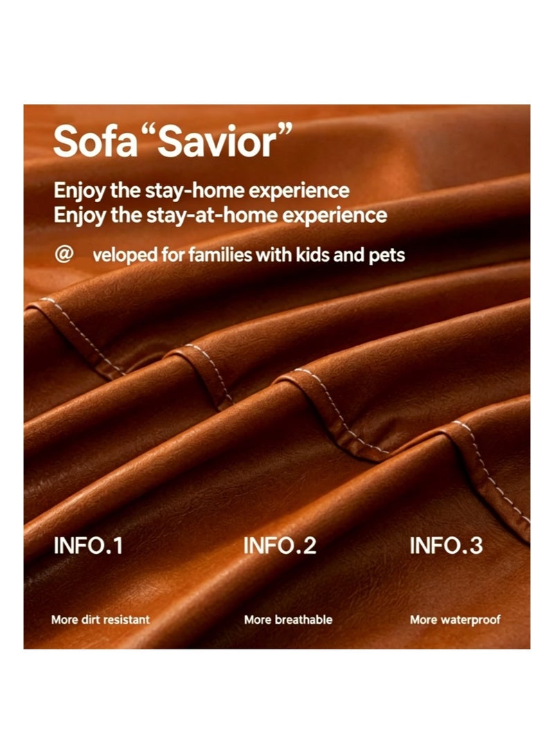 EZdenK 180*300cm Waterproof Faux PU Leather Sofa Covers Cat-Proof Anti-Scratch Couch Protector Slipcover for One-piece sofa cover Sectional Sofa and 1、 2 、3 、4 Seater L U Sofas （Brown） - Image 4