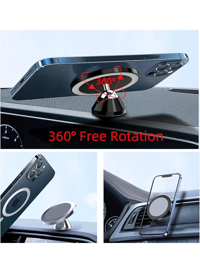 KASTWAVE Magnetic Car Phone Holder With Super Strong Magnet And 360 Degree Rotation, Universal Dashboard Mount For All Smartphones In Silver - Image 2