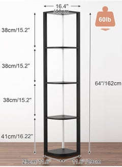 LOOPITYS Floor lamp 5 Tiers Corner Shelf with Light Tall Display Shelf for Collectibles Control Multiple Color Lights Remote Control Floor Lamp with Shelf Supports Dimming for Living Room Bedroom Home Black 44x15x33 cm  - Image 3