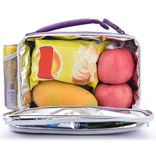 Amersun Kids Lunch Box, Insulated School Lunch Bag with Padded Liner Keep Food Warm Cold for Long Time,Water-resistant Thermal Travel Office Lunch Cooler for Girls Boy-2 Pocket,LB005-P - Image 2