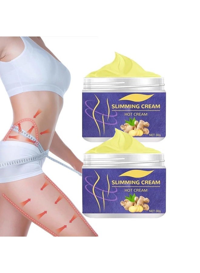 Grospe 2PCS Ginger Slimming Cream, Belly Firming and Fat Burning Gel for Navel, Arm, Leg - Weight Loss Skin Firming Moisturizing Massage for Cellulite, Soothing, Relaxing, Tightening & Slimming - Image 1