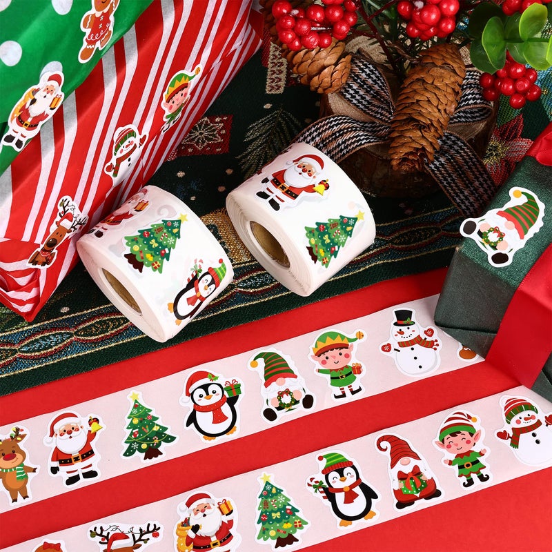 Fairooth 1200 Pcs Christmas Stickers Roll 1.5 Inch Xmas Self Adhesive Sticker Decals 16 Designs Santa Claus Snowman Gingerbread Label Tag Seal Stickers for Christmas Holiday Party Gift Envelopes Supplies - Image 4
