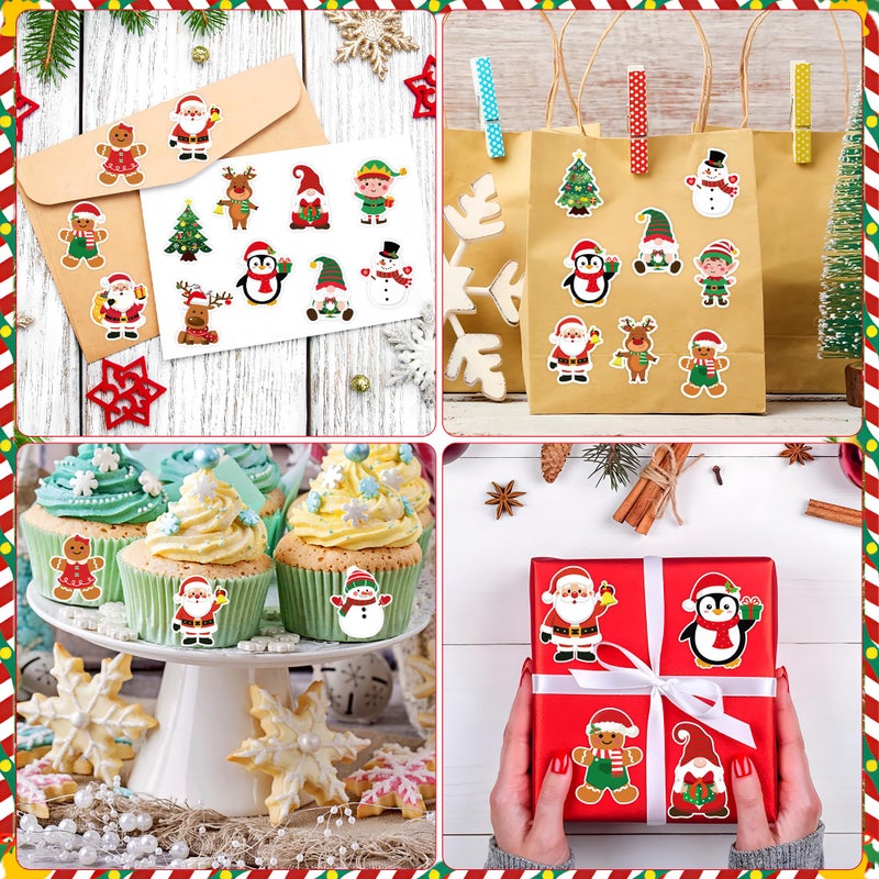 Fairooth 1200 Pcs Christmas Stickers Roll 1.5 Inch Xmas Self Adhesive Sticker Decals 16 Designs Santa Claus Snowman Gingerbread Label Tag Seal Stickers for Christmas Holiday Party Gift Envelopes Supplies - Image 5