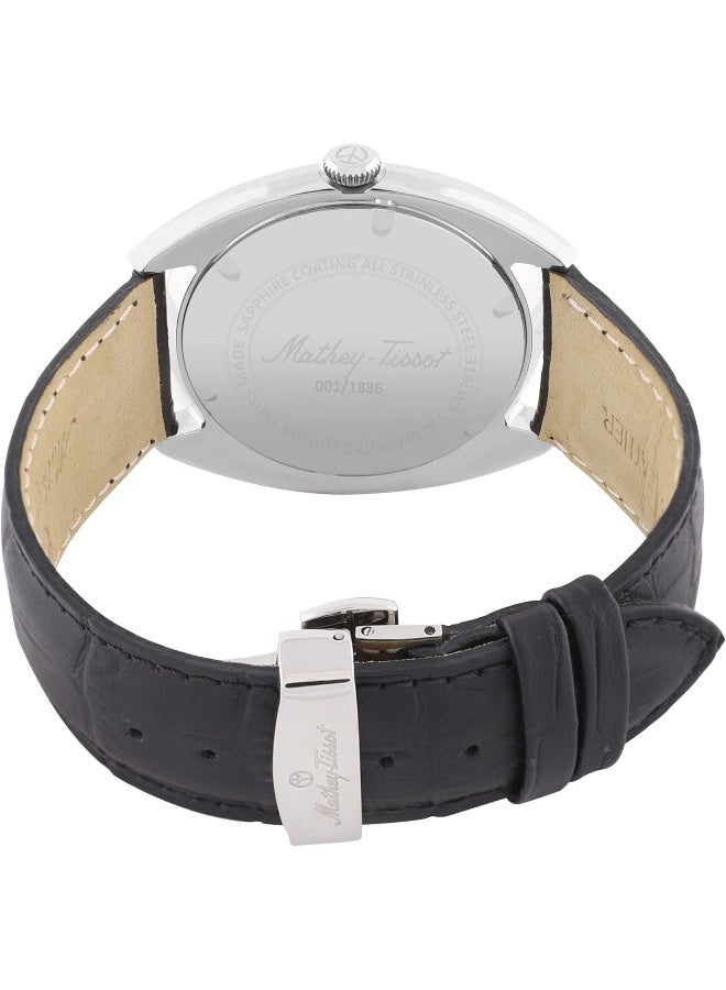 Mathey-Tissot Analog Black Dial Men's Watch-EG1886AN, Strap - Image 4