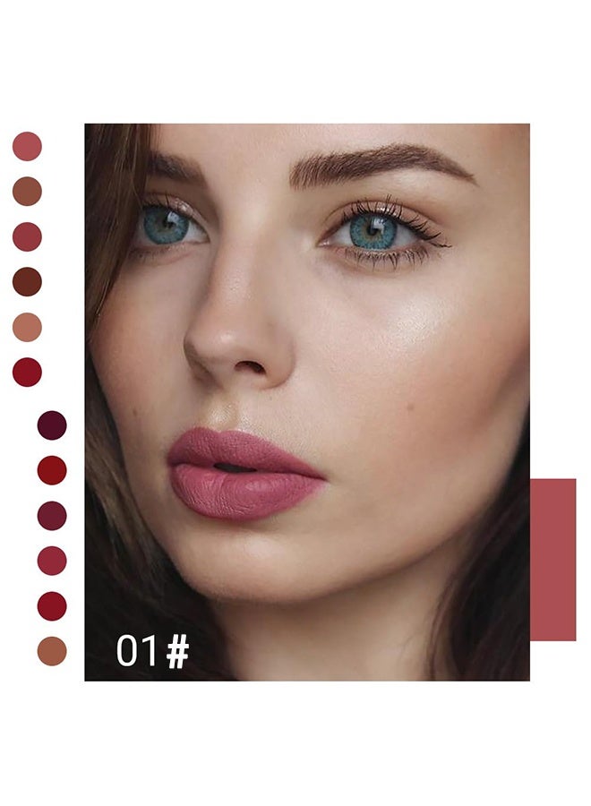 سمادو أحمر شفاه سائل مطفي لون موف مع ملمع شفاه لامع، مجموعة طويلة الأمد 24 ساعة، أحمر شفاه ناعم ومخملي وردي، مات طويل المفعول 24 ساعة 01# - Image 2