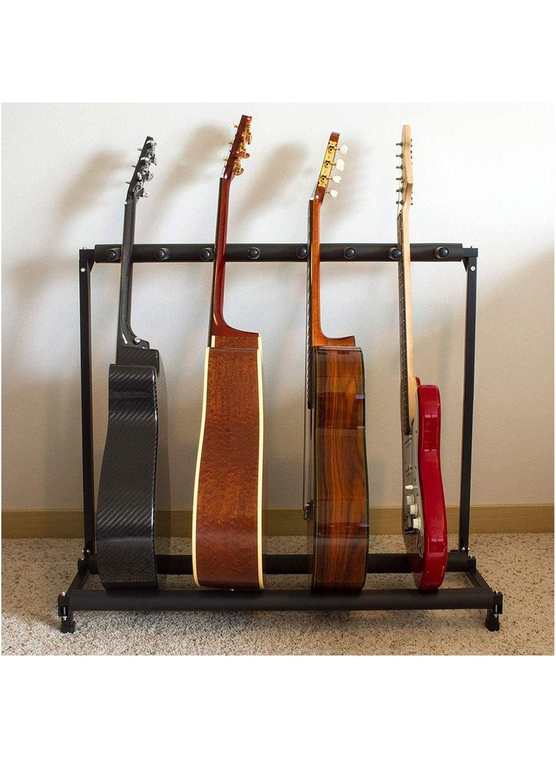 Megarya Display4top Multi Guitar Stand 7 Holder Foldable Universal Display Rack - Portable Black Guitar Holder.Padding for Classical Acoustic, Electric, Bass Guitar - Image 2