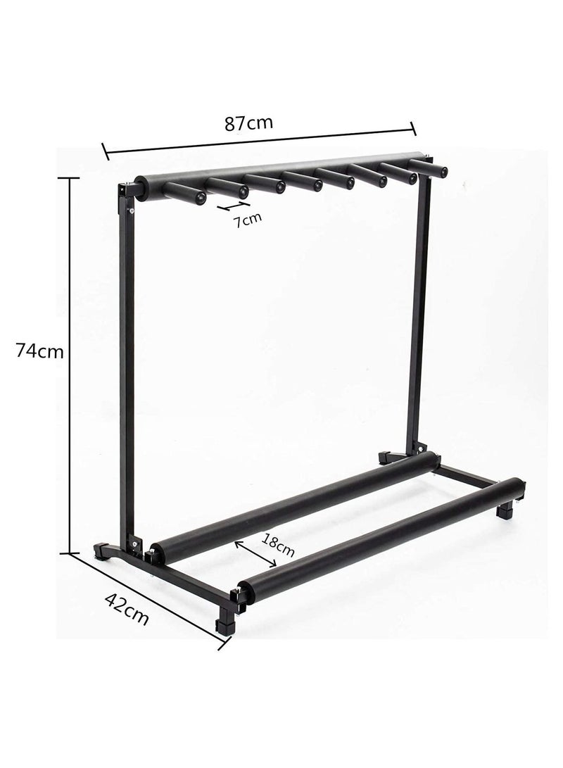 Megarya Display4top Multi Guitar Stand 7 Holder Foldable Universal Display Rack - Portable Black Guitar Holder.Padding for Classical Acoustic, Electric, Bass Guitar - Image 3