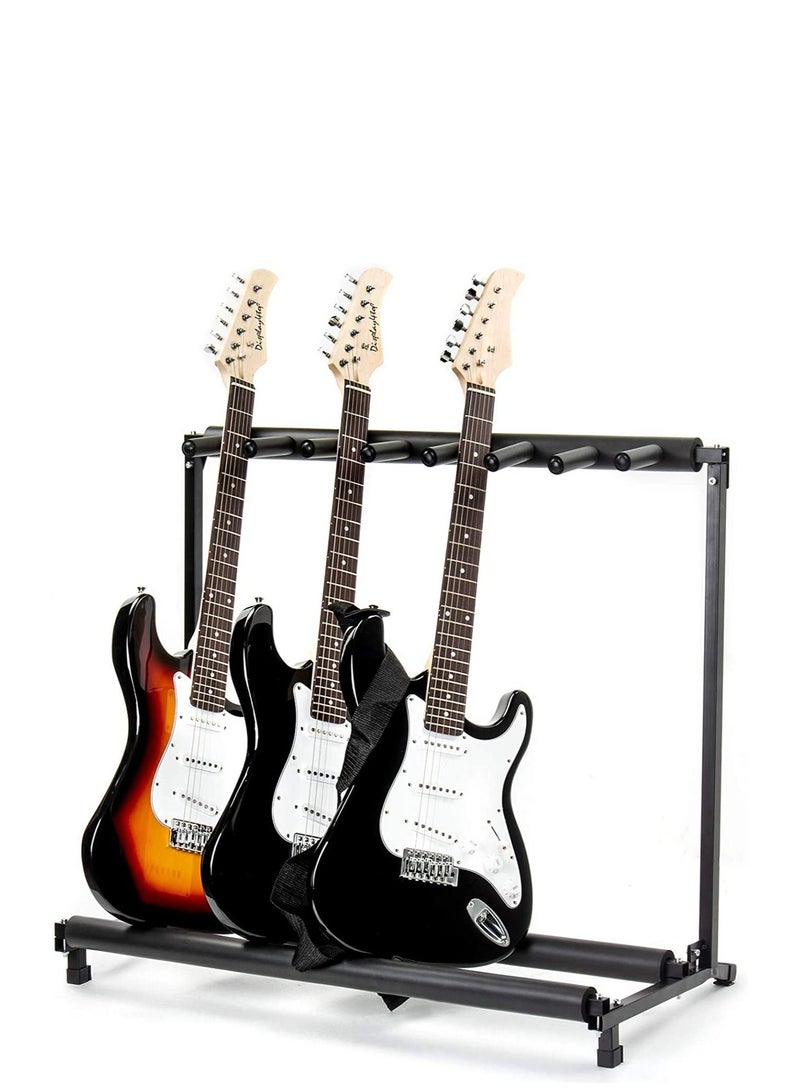 Megarya Display4top Multi Guitar Stand 7 Holder Foldable Universal Display Rack - Portable Black Guitar Holder.Padding for Classical Acoustic, Electric, Bass Guitar - Image 4